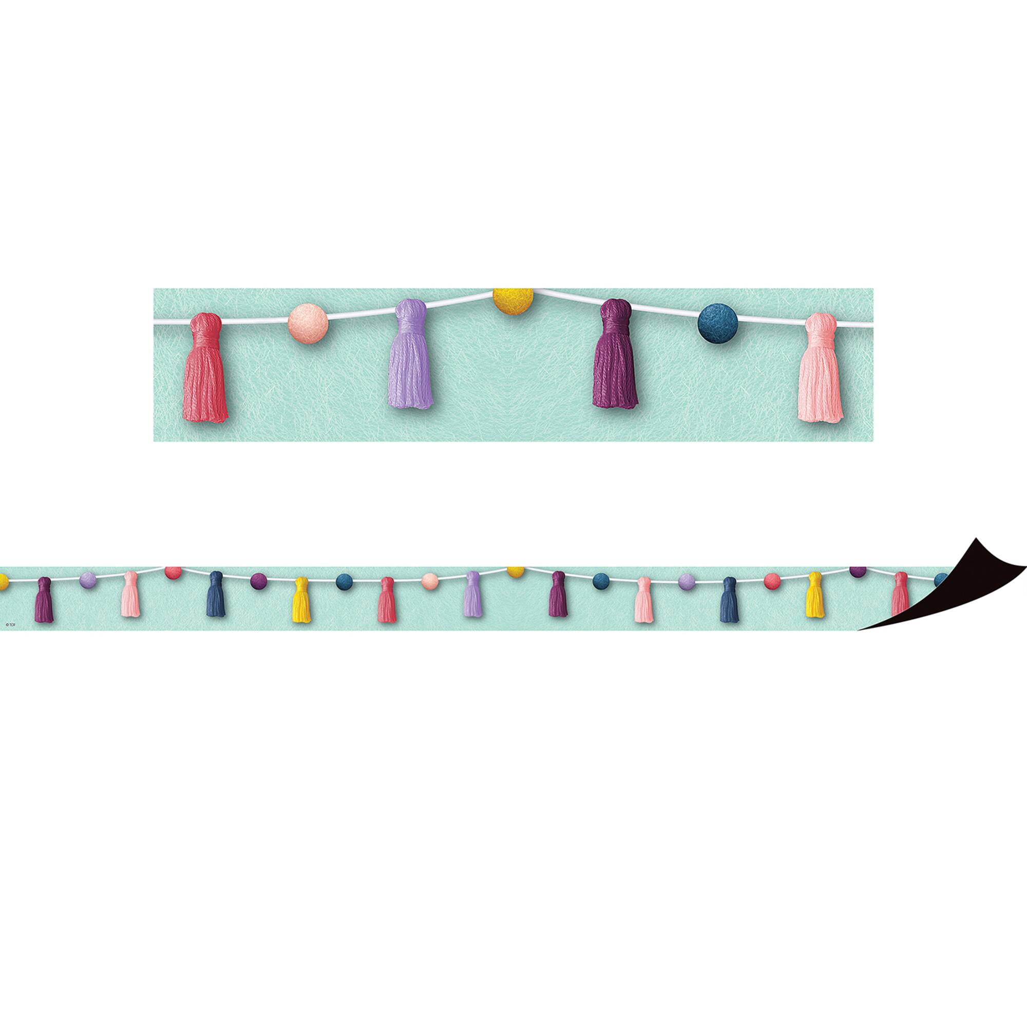 Teacher Created Resources Oh Happy Day Pom Poms & Tassels Magnetic Border, 48ft.